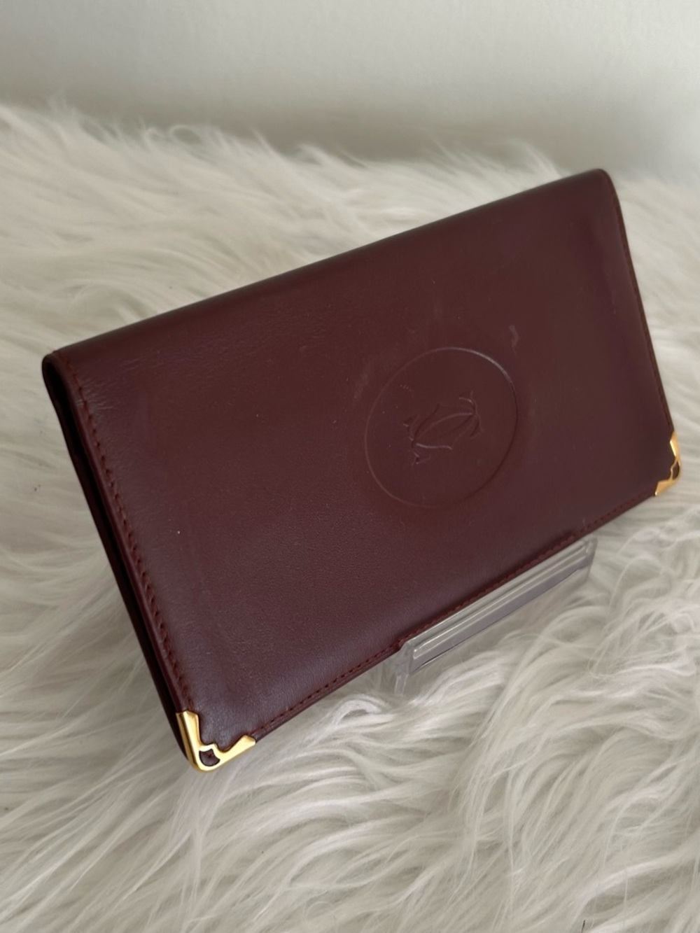 Cartier Must De Cartier Burgundy Leather Wallet Clutch Vintage - Picture 5 of 11